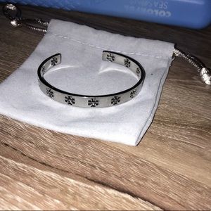 Authentic Tory Burch pierced t cuff in silver